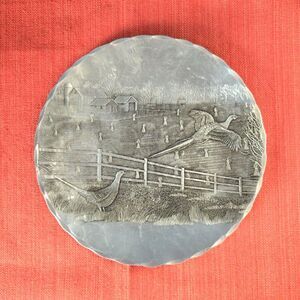 Vintage Hand-Hammered Metal Decor Plate by Wendell August Forge 8"